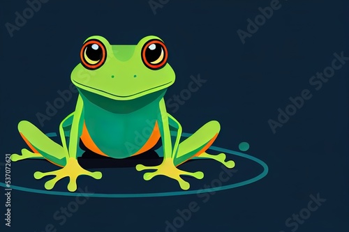 Illusionist frog  isolated 2d illustration. Levitating humanized frog. Spectacular toad magician. Trendy dressed anthropomorphic frog  floating in a jump. An animal character with a human body.