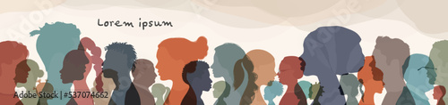 People diversity group. Silhouette profile of men women children teenagers elderly. Various people of different ages. Different cultures. Racial equality concept. Multicultural society