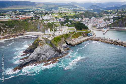 Aerial view of the town of Luarca, Asturias, Costa Verde, Spain photo