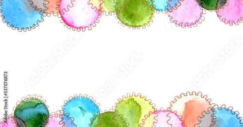Cornice con sfere multicolore ad acquerello, illustrazione isolata su sfondo bianco photo
