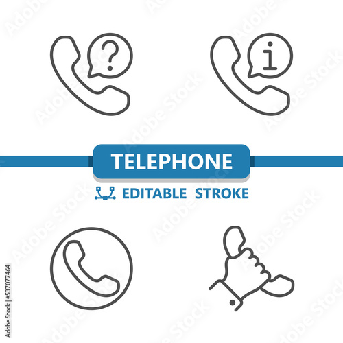 Telephone, Phone Icons. Call Center, Phone Call Vector Icon Set