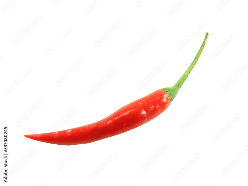 Red chili isolated on white background.