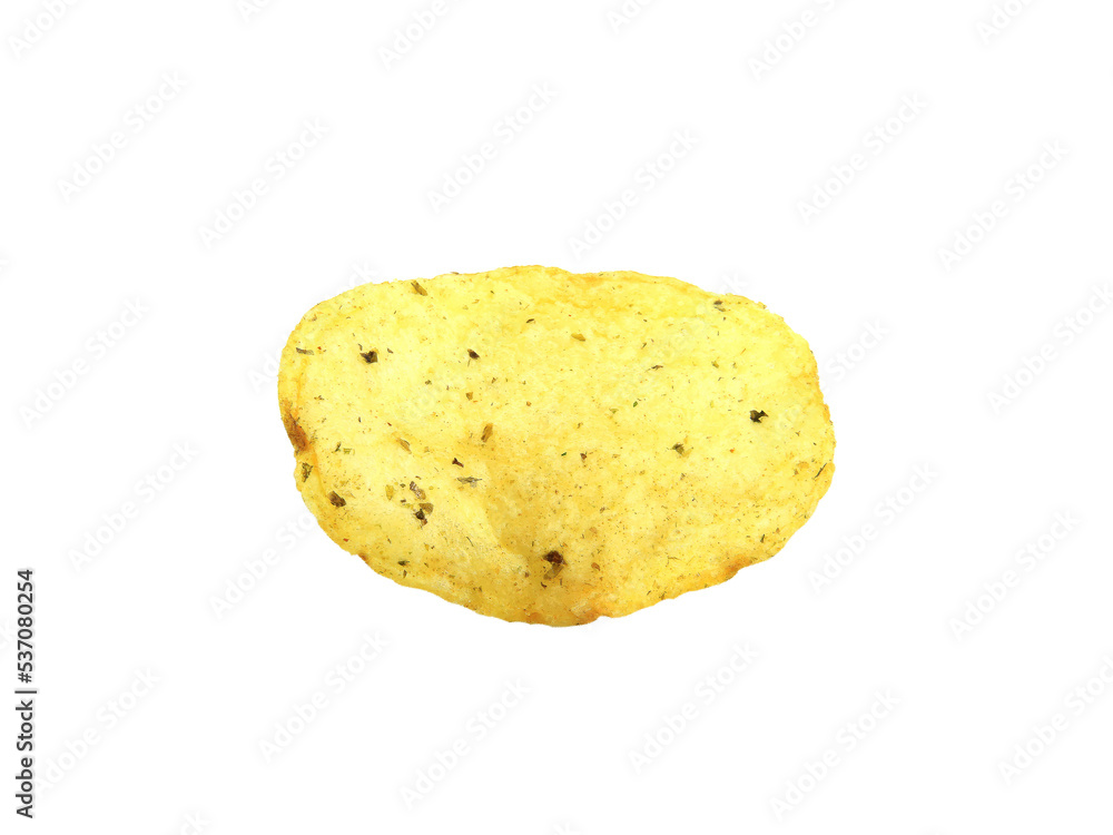 Stack of potato crisps isolated on white background. Stack of potato crisps isolated on white background.