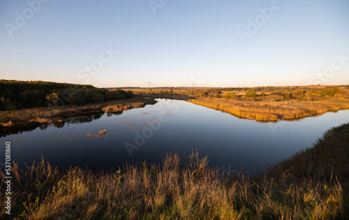landscapes in autumn river and fields at sunset © YARphotographer