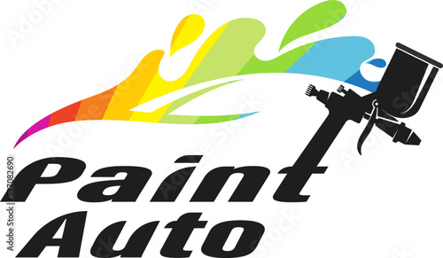 Painting and drawing auto symbol. Pistol gun and car silhouette from paint