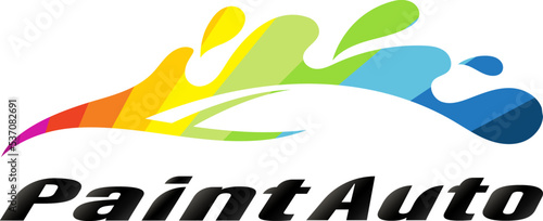 Silhouette of a car made of colored paint. Design for painting and drawing on cars
