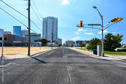 Atlantic City, NJ, USA - Empty street crossing in Atlantic City on a sunny summer day.