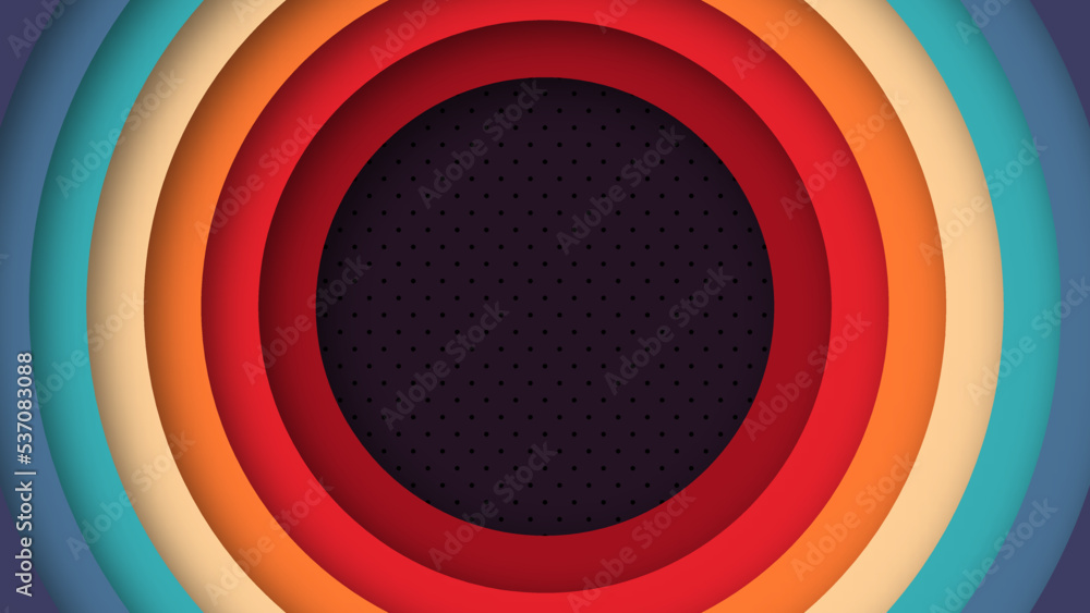 Obraz premium Abstract 1970s 1960s and 1950s background design in the form of circles with perforations in retro style. Vector illustration. Copy space for text.
