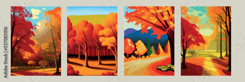 Autumn colors in stunning waterfall scenery. nature landscape in the depths of the forest. autumn view in nature