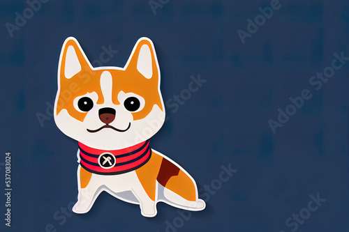 Wallpaper Mural An Urban Dog, isolated 2d illustration. Cartoon picture of a smiling Shiba Inu wearing a sports suit. Drawn animal sticker. An anthropomorphic dog on white background. Trendy dressed animal Torontodigital.ca