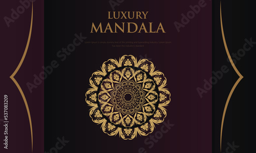 golden vector luxury mandala modern pattern design, Islamic graphic art background ornament, invitation card decoration gold color weeding style texture  
