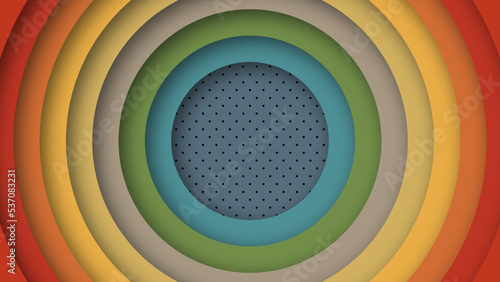 Abstract 1970s 1960s and 1950s background design in the form of circles with perforations in retro style. Vector illustration. Copy space for text.