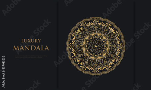 Luxury golden mandala design background pattern, Islamic vector graphic design texture, golden art calligraphy  