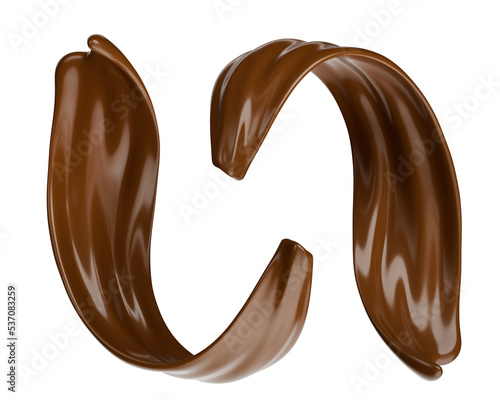 Almond Chocolate spread curve shape 3d render PNG translucent background