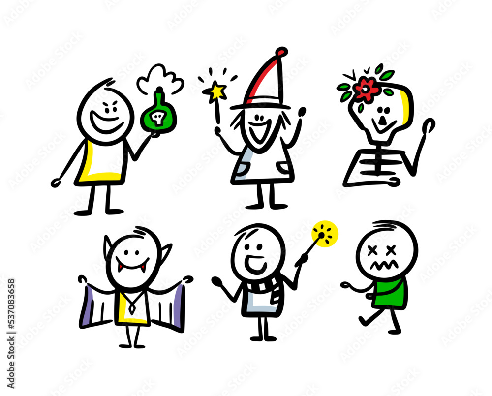 Set of cute doodle characters for halloween party decor. Set of cute doodle characters for halloween party decor.
