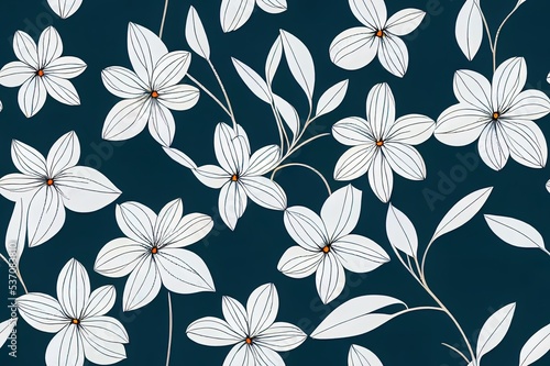 Floral 2d seamless pattern. Delicate botanical wallpaper. Repeatable background with leaves.