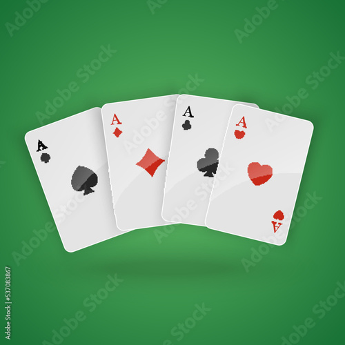 Four aces playing cards poker winner hand