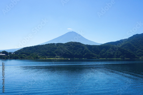 Fuji and a beautiful lake on a clear day