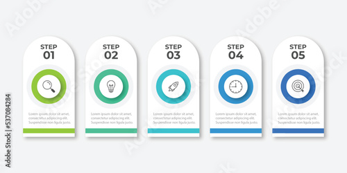 Presentation business infographic template with 5 options. Vector illustration.