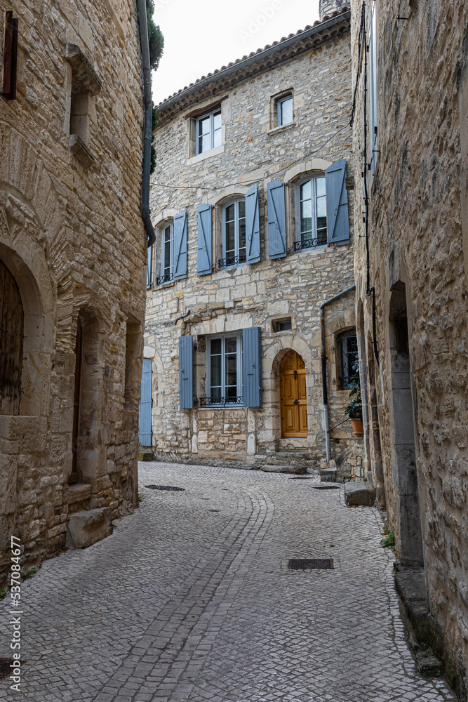 in the streets of the village of Barjac, in the French department of Gard