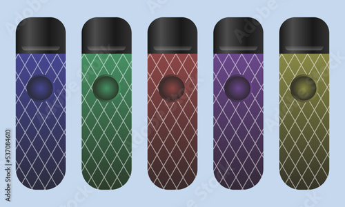 Set of electronic cigarettes. Vape. Vector