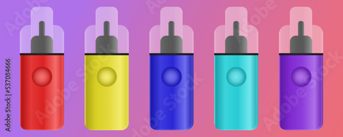 Set of multicolored vapes. Electronic Cigarette. Vector