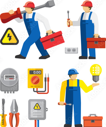 Electrician Technician Engineer Vector Icons