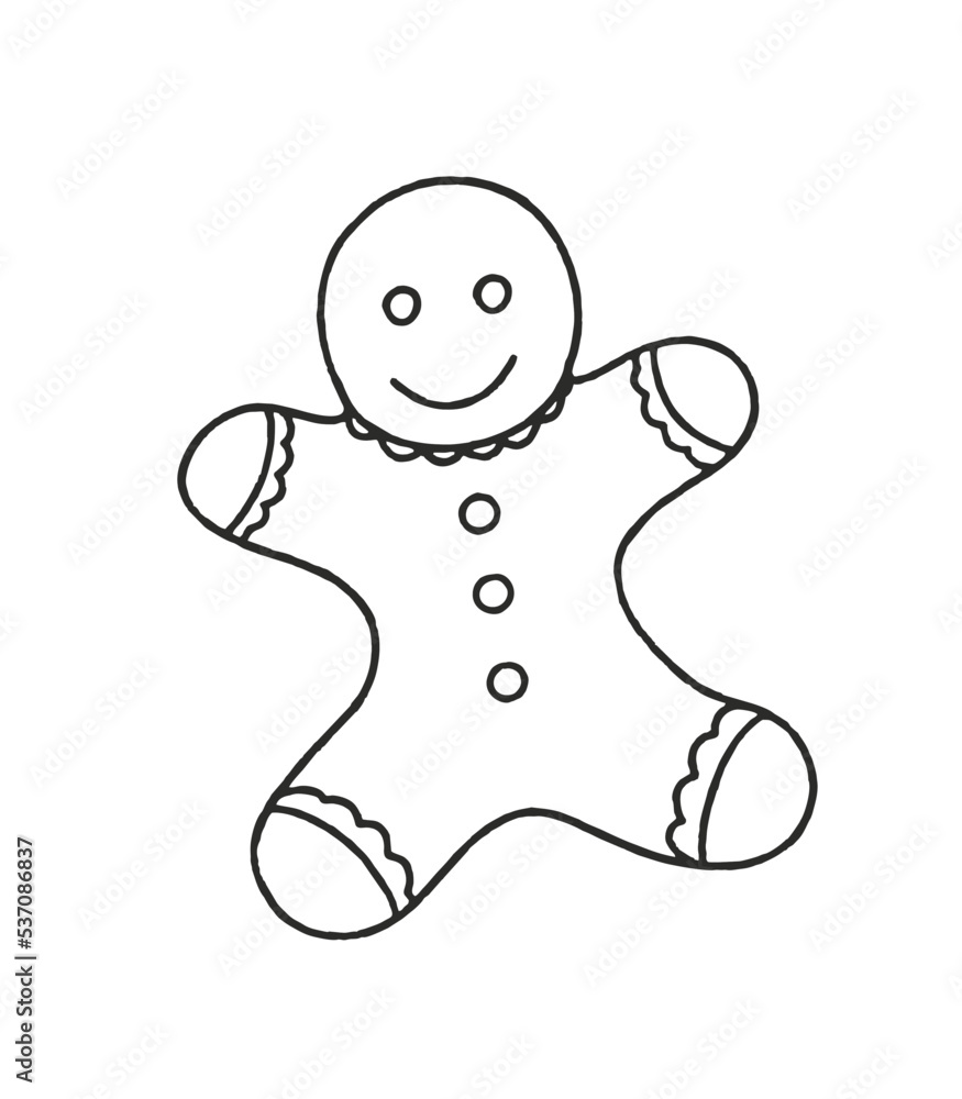 Fototapeta premium Man Cookie Vector Illustration Doodle Isolated on White Background Christmas Concept