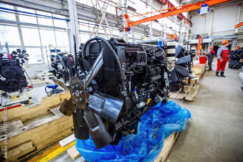 Modern diesel engine for assembling of machinery in the workshop