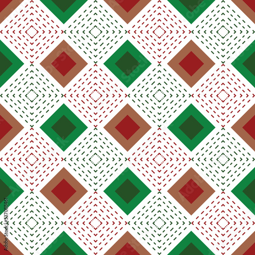 Seamless texture background red and green christmas color collection, Geometric shape texture,gift wrapping paper