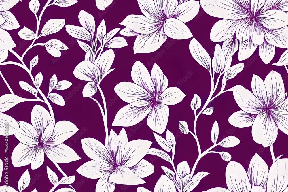 Trendy Seamless Floral Pattern in hand drawn style. Ditsy repeated textile and wallpaper background for boys and girls.