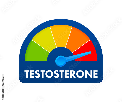 Testosterone level metering scale. Sign tachometer, speedometer, indicators. Vector stock illustration.