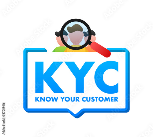 KYC or know your customer. Idea of business identification and finance safety. Vector stock illustration.