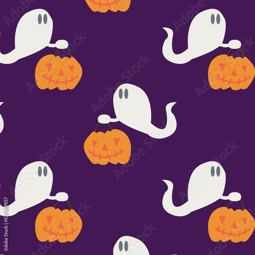 Abstract seamless pattern for girls or boys. Creative vector background with halloween. Funny wallpaper for textile