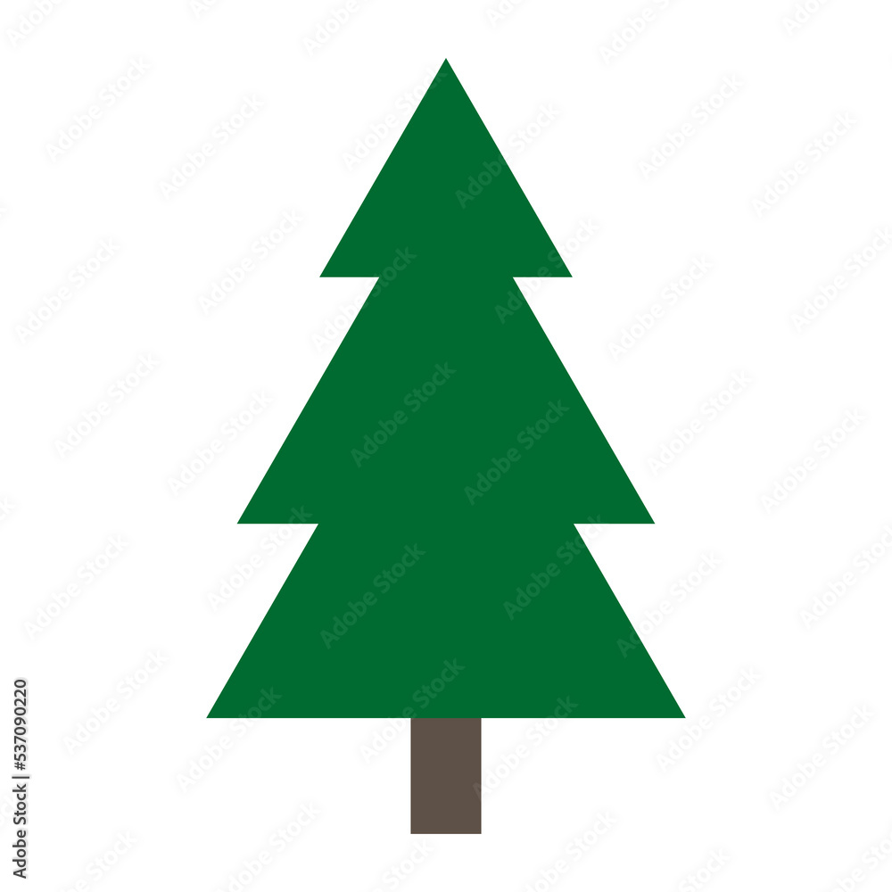 Green Christmas tree illustration. Fir Tree vector 
illustration and icon.