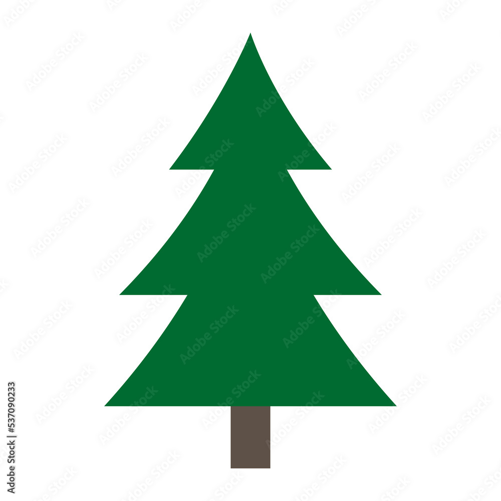 Green Christmas tree illustration. Fir Tree vector illustration and icon.