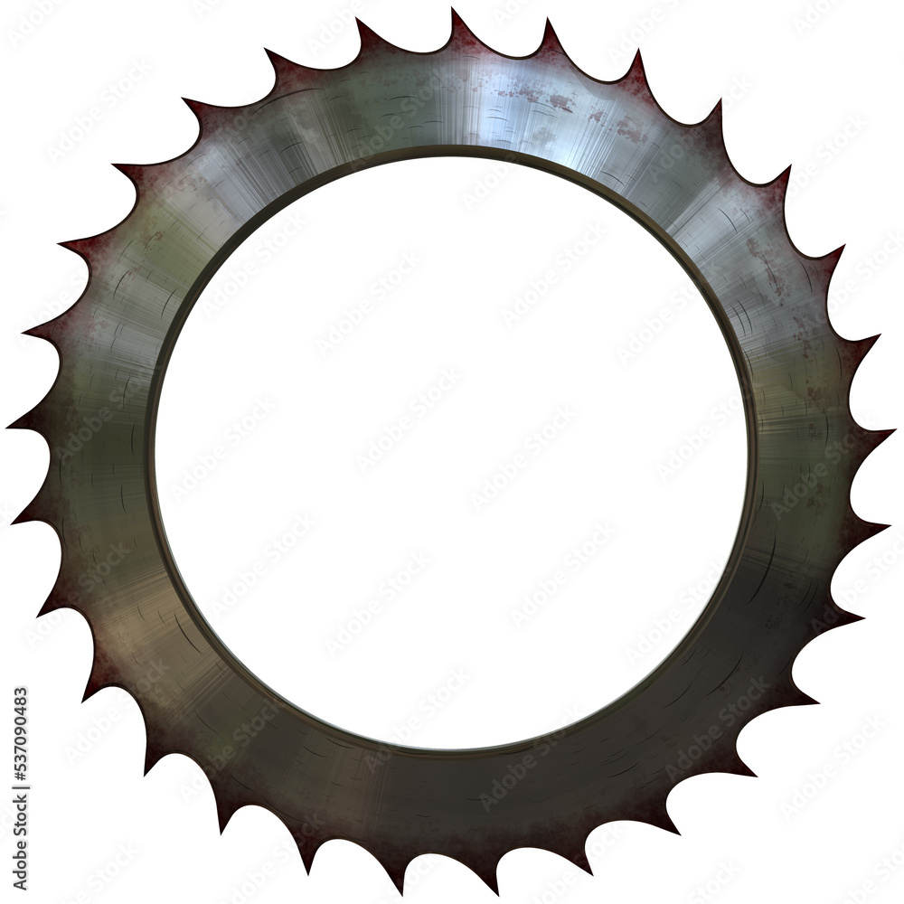 A 3D illustration of a thin circular saw blade isolated A 3D illustration of a thin circular saw blade isolated