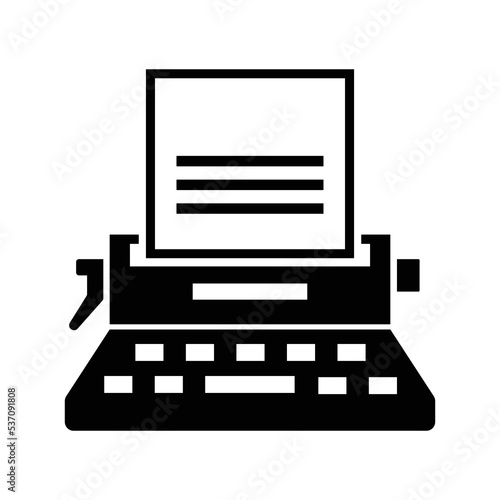 Mass media typewriter press icon | Black Vector illustration |