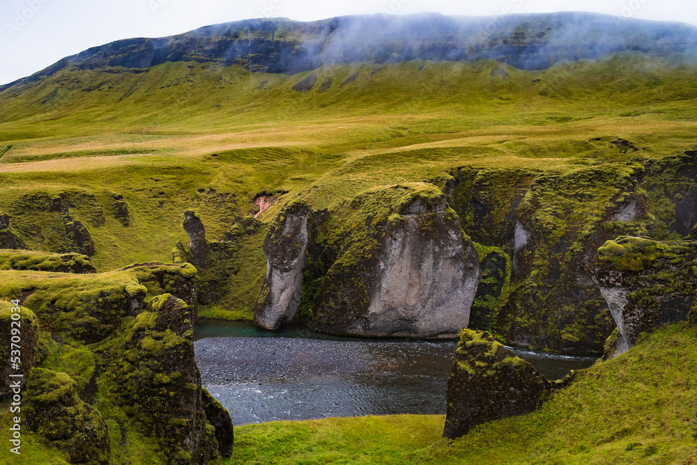 Landscape of Fjaðrárgljúfur Canyon (Iceland)
