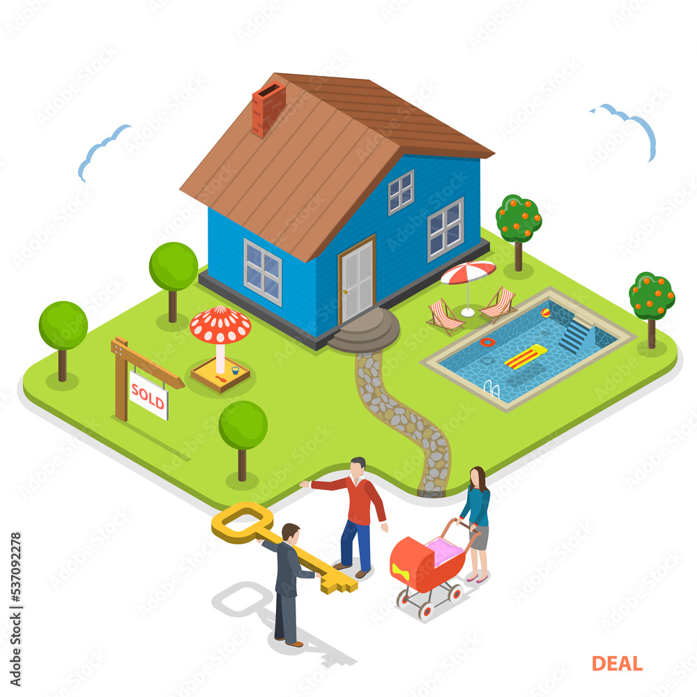 Fototapeta premium Real estate deal isometric flat concept.