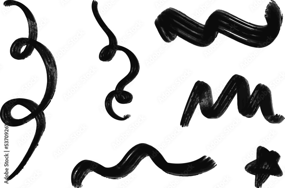 Black hand drawn wavy lines shapes
Black hand drawn wavy lines shapes