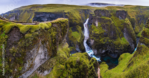 Landscape of Fjaðrárgljúfur Canyon (Iceland) photo