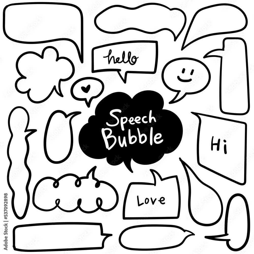 Obraz premium 손으로 그린 말풍선 낙서 장식 세트 일러스트