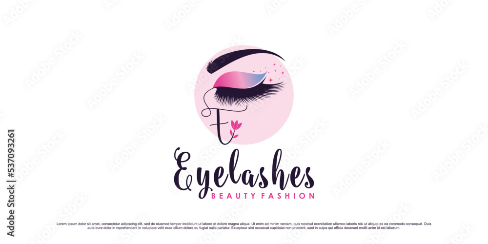 Eyelash logo design template for beauty salon with creative element concept Eyelash logo design template for beauty salon with creative element concept