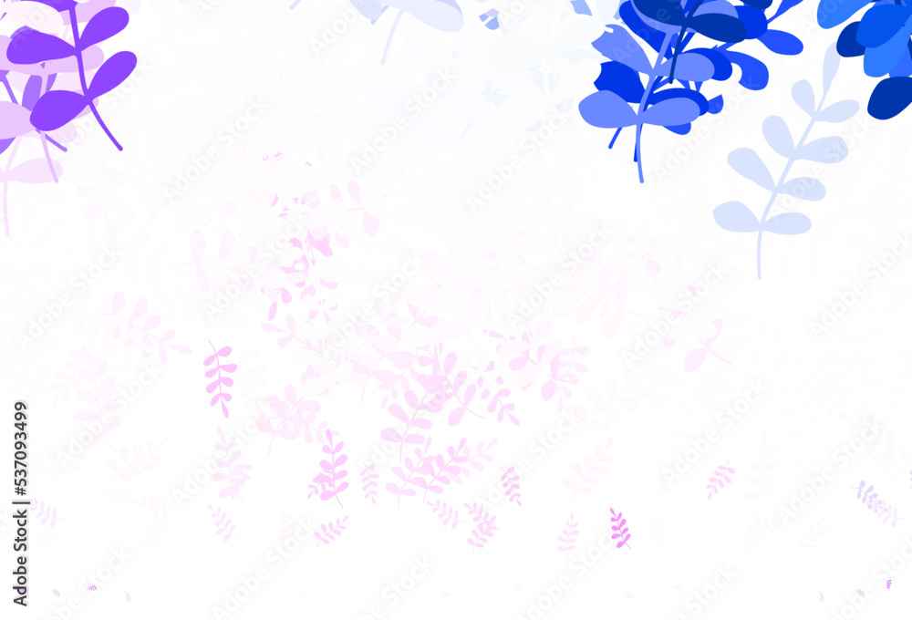 Light Purple, Pink vector doodle pattern with leaves. Light Purple, Pink vector doodle pattern with leaves.