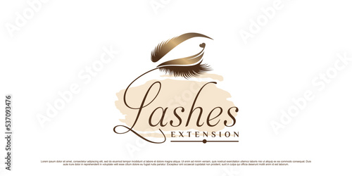 Luxury eyelashes logo design template for makeup salon with creative element concept