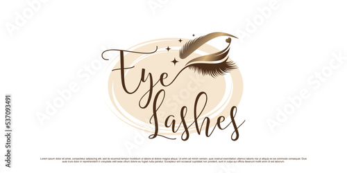 Luxury eyelashes logo design template for makeup salon with creative element concept