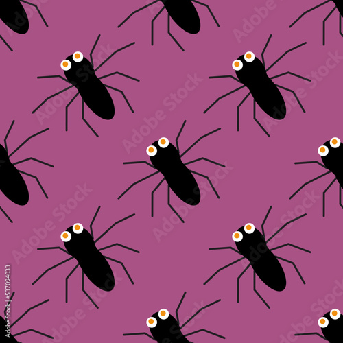 Seamless vector pattern with spiders on a lilac background. Texture for Halloween © Alesia