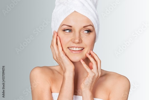 Happy woman with Perfect skin after treatment