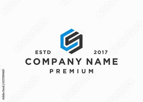 letter cs hexagon logo design vector illustration template